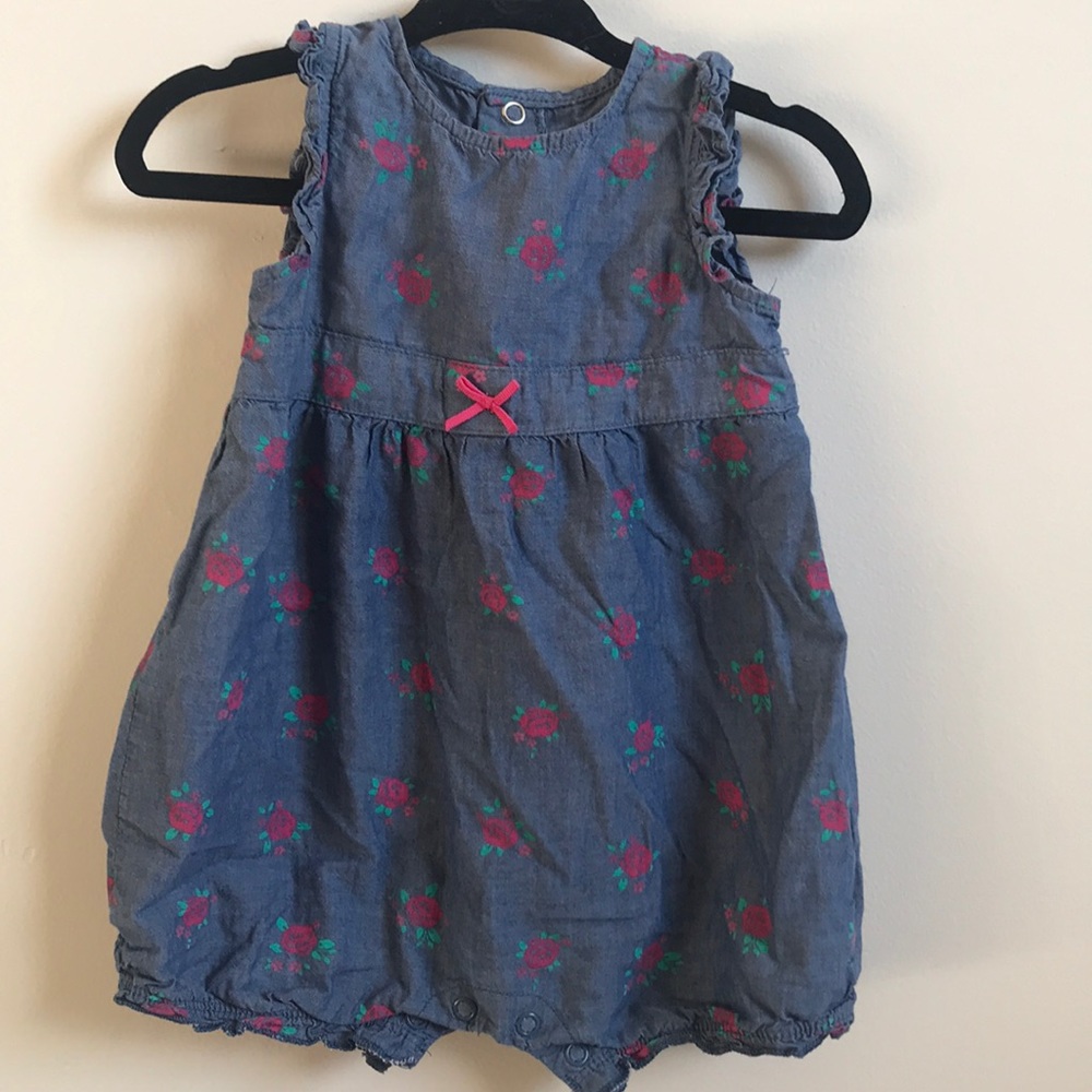 Denim floral romper